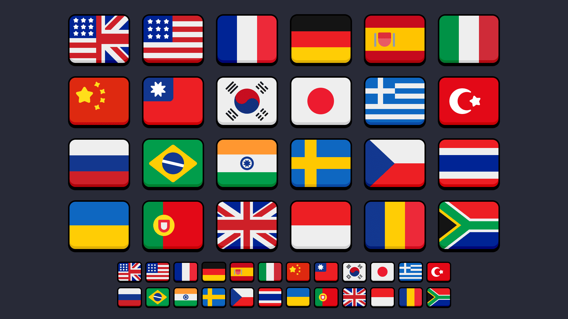 LAYERLAB casual style country flag icons designed for game UI menus