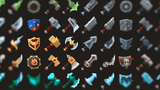 2D casual weapon icons by LAYERLAB Shop, featuring stylized illustrations of modern weapons for digital design projects.