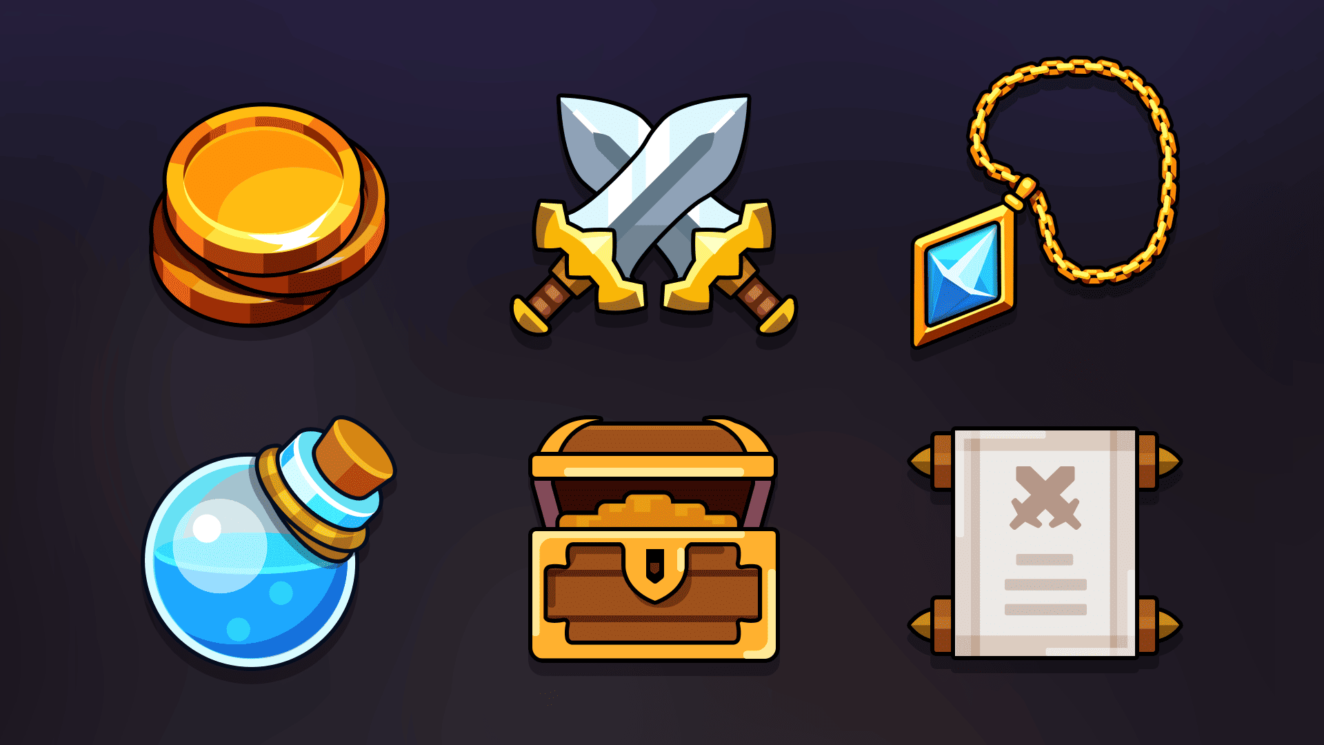 LAYERLAB fantasy game UI icons designed for menus and HUD interfaces