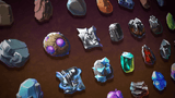 Fantasy ore icon from 2D Icons collection by LAYERLAB Shop, showing a shiny, colorful mineral with a textured surface.