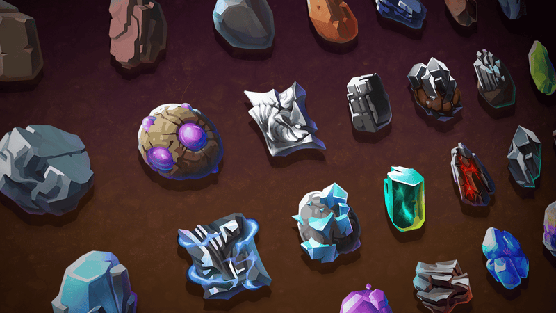 Fantasy ore icon from 2D Icons collection by LAYERLAB Shop, showing a shiny, colorful mineral with a textured surface.