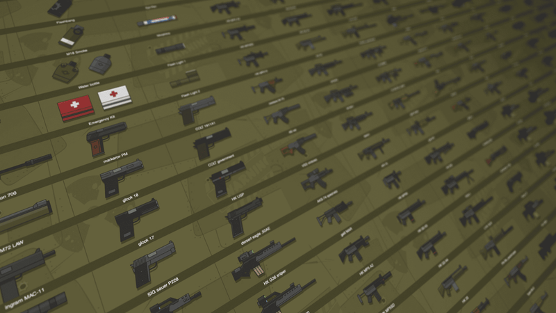 Set of military-themed 2D icons from LAYERLAB Shop, featuring various military items and symbols in a digital graphic style.