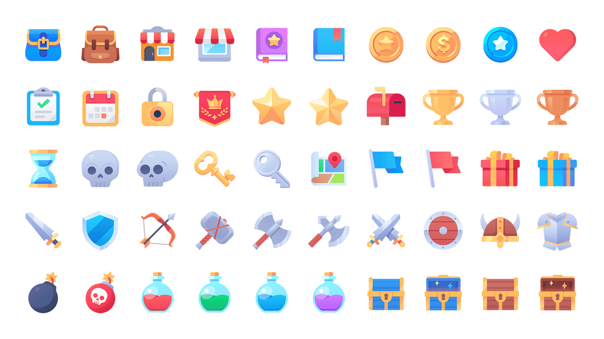 2D Simple Icon Pack – Clean Minimal Game UI Icons | LAYERLAB – Layer Store