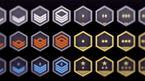 Set of space-themed 2D icons featuring ranking symbols, designed by LAYERLAB Shop for digital or gaming projects.