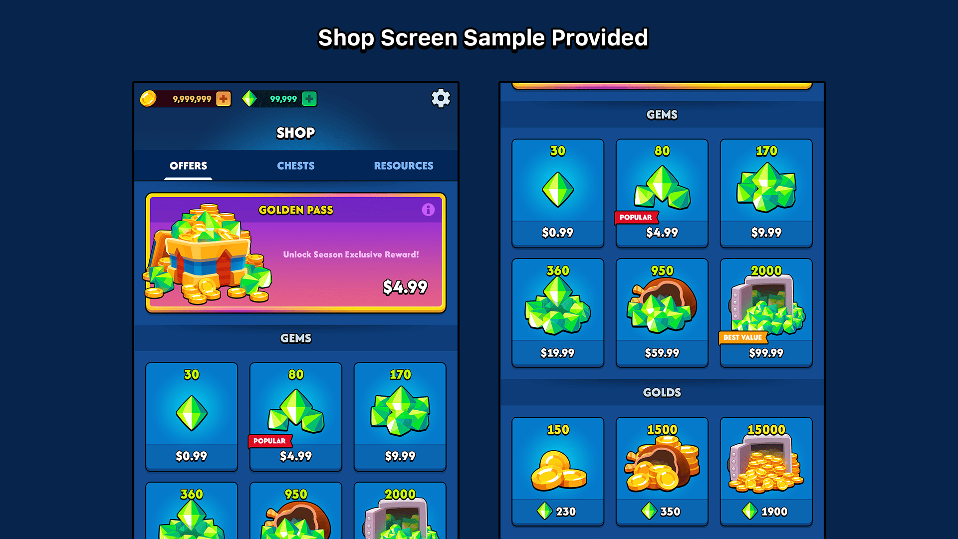 2D shop UI icon set by LAYERLAB suitable for casual and hyper-casual games