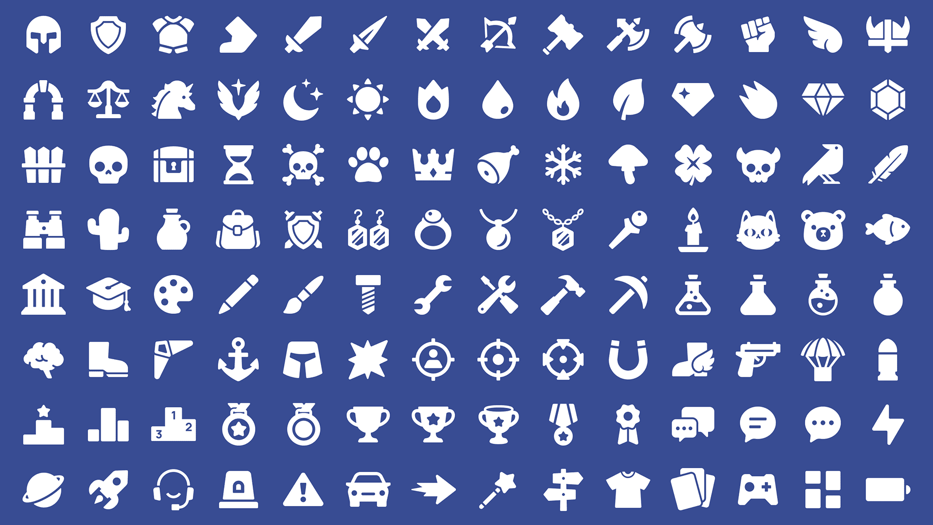 LAYERLAB flat style pictogram icons designed for game UI and gameplay systems