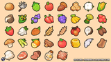 Farming and crafting 2D icons from LAYERLAB Shop, featuring detailed illustrations of tools and crops for gaming or design projects