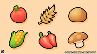2D farming and crafting icons by LAYERLAB Shop, featuring detailed illustrations of farming tools and crafting symbols.