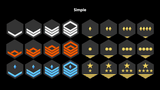 Set of 2D space-themed icons featuring various rank symbols, designed by LAYERLAB Shop for digital and graphic projects.