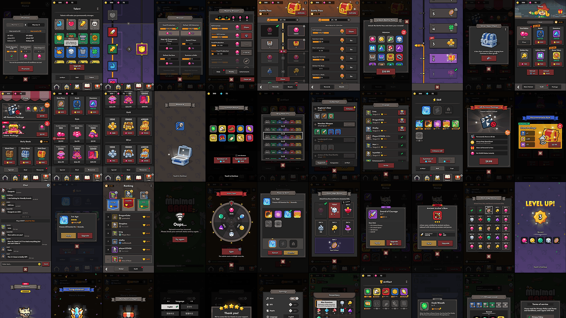 Dark minimal game interface by LAYERLAB Shop, GUI Pro - Designed with sleek dark themes and clean layout for gaming applications.