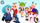 Group of 3D stylized kid characters in various outfits, including chicken hat, green beanie, and colorful accessories, cute cartoon game characters, Layerlab, store.layerlab