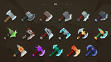 2D casual weapon icons by LAYERLAB Shop, featuring various stylized weapon illustrations for digital design projects.