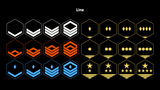 Set of LAYERLAB Shop 2D space rank icons featuring various celestial symbols on a transparent background.