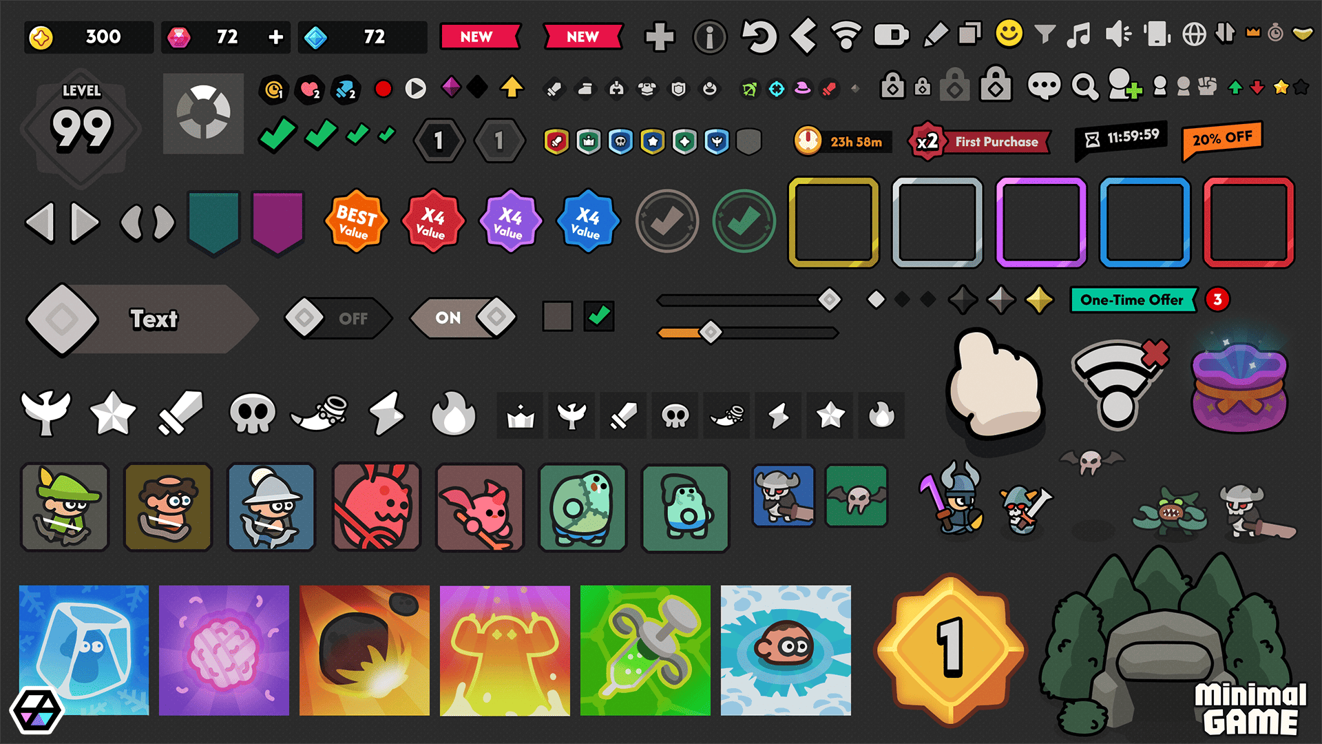 Minimal dark game interface by LAYERLAB Shop, featuring sleek, dark-themed GUI elements for immersive gaming experiences.