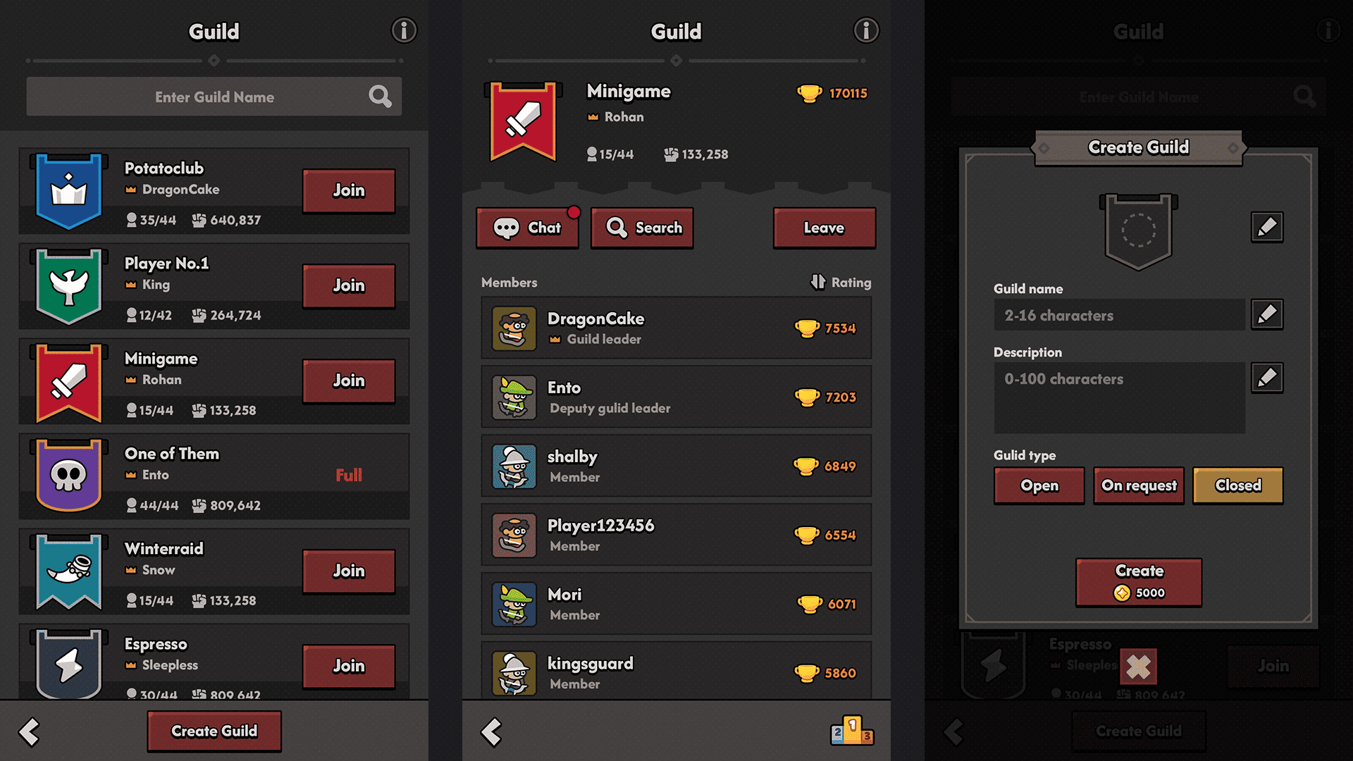 Dark minimal game interface design by LAYERLAB Shop, featuring sleek dark-themed graphics and clean layout elements.