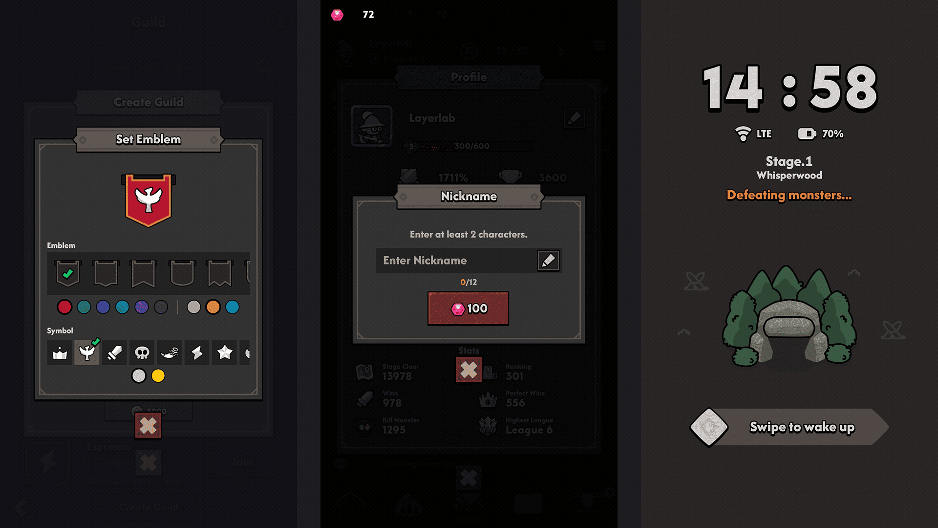 Minimal dark game interface by LAYERLAB Shop, featuring sleek, modern design elements for immersive gaming visuals.