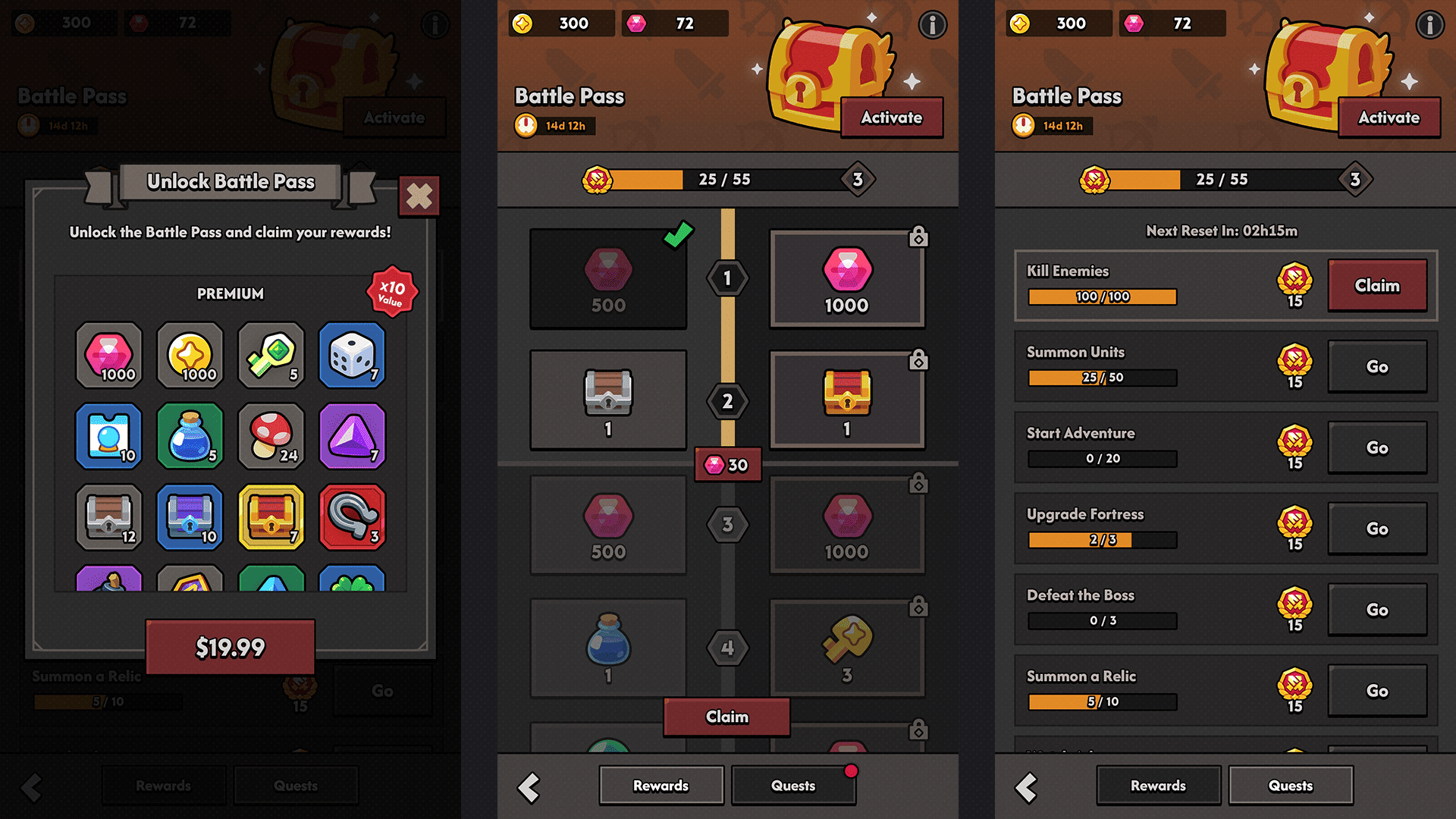 Dark-themed minimal game interface by LAYERLAB Shop, GUI Pro for sleek, modern gaming UI design visuals.