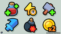 LayerLab Shop 2D Minimal Stat Icons set showing various simple, clean icons for game or app stats in black and white.