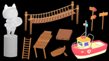 3D casual props island by LAYERLAB Shop featuring colorful, textured 3D elements suitable for creative projects.