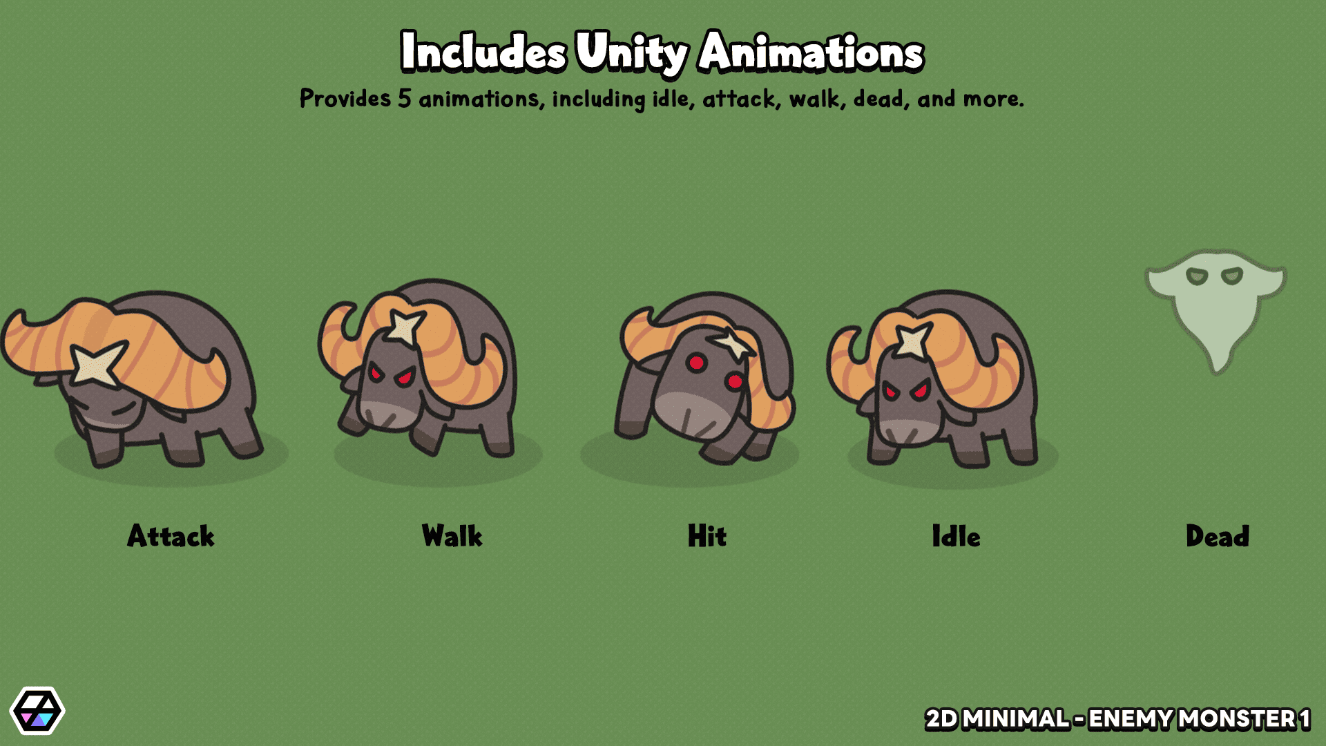 2D minimal enemy monster sprite – simple cartoon monster character for mobile and casual games