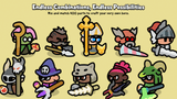 2D Minimal Character Maker by LAYERLAB Shop featuring colorful, simple cartoon characters with various facial expressions and outfits.