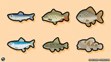 LayerLab Shop 2D fish icon, a simple and colorful digital icon representing a fish for use in design projects.