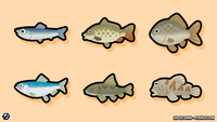 LayerLab Shop 2D fish icon, a simple and colorful digital icon representing a fish for use in design projects.