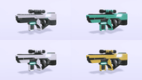 3D sci-fi gun prop from LAYERLAB Shop with detailed futuristic design and metallic finish, suitable for gaming or cosplay displays.