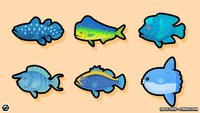 LayerLab Shop 2D fish icon, a simple and colorful digital icon representing a fish for use in design projects.