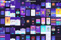 생동감 있는 네온 스타일 요소와 모던한 디지털 그래픽이 돋보이는 레이어랩의 Neon2 인터페이스 디자인