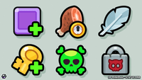 2D minimal stat icons set by LAYERLAB Shop, featuring simple, clean visual representations of various game or app stats.