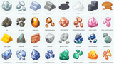 LayerLab Shop 2D icons set featuring colorful resource icons on a dark background for digital design projects.