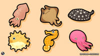 LayerLab Shop 2D Fish Icon, simple and colorful vector icon for marine or aquatic themes.