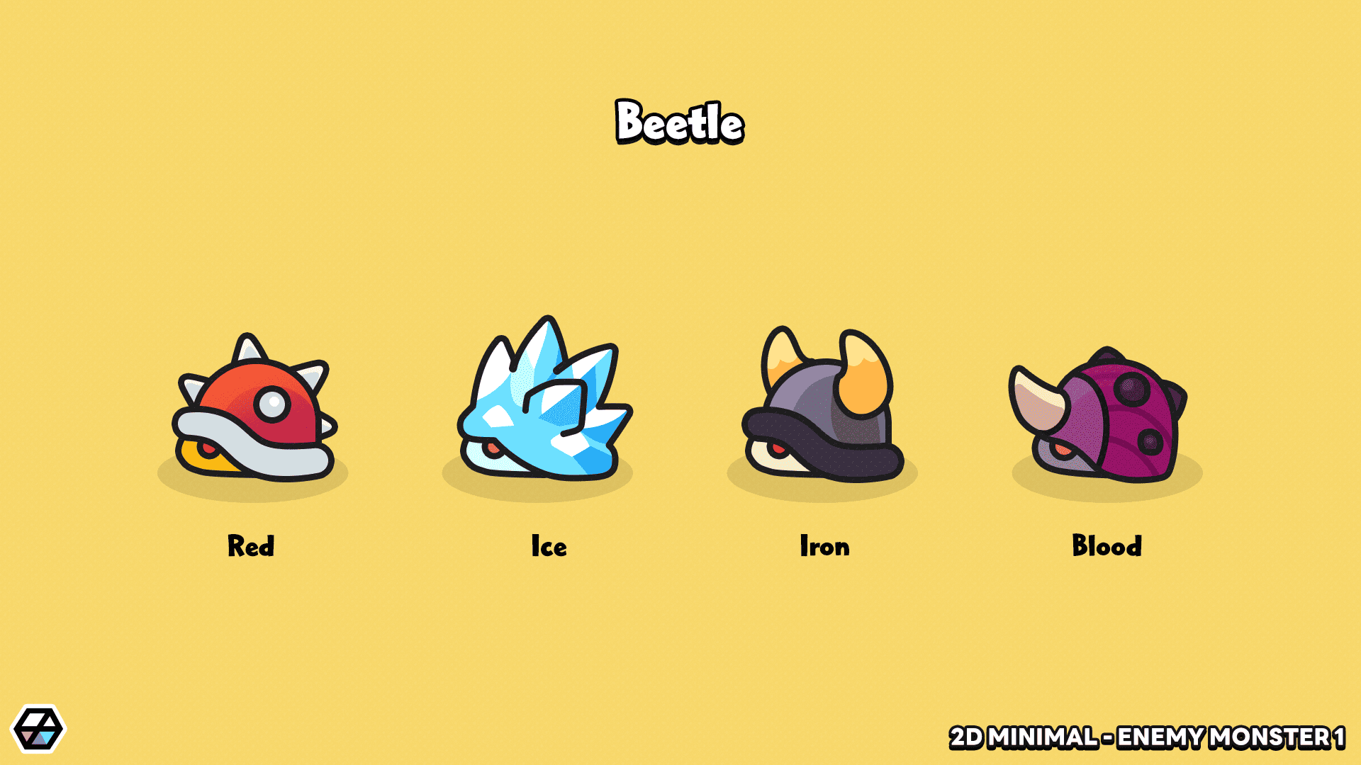 2D minimal enemy monster sprite – simple cartoon monster character for mobile and casual games