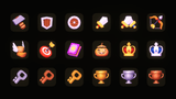3D icons set from LAYERLAB Shop featuring basic game-themed 3D graphic icons on a white background.