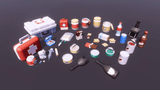 3D Casual Survival props by LAYERLAB Shop featuring realistic survival gear and accessories for creative projects.