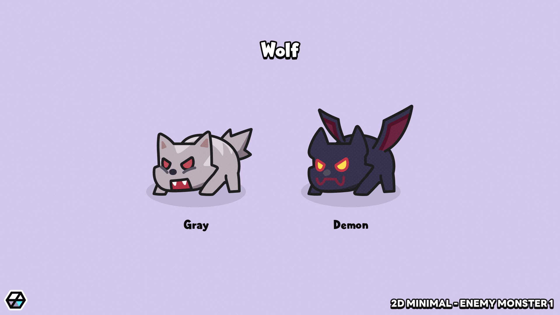 2D minimal enemy monster sprite – simple cartoon monster character for mobile and casual games