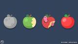 2D apple icon variations – red, green, golden apple sprites for game inventory and reward systems