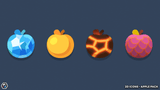 2D apple icons detail view – pixel-perfect game UI icons with clean outlines