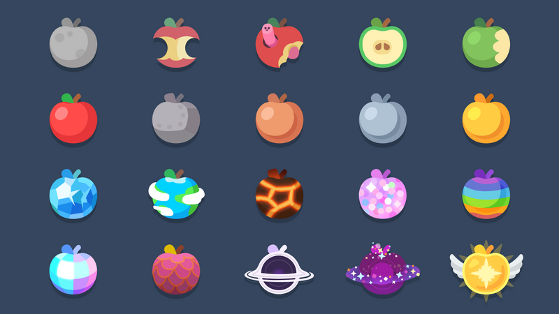 2D Apple Icons Pack by LAYERLAB – colorful fruit icons for casual mobile games, Unity and Unreal Engine