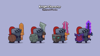 Layer Store 2D casual weapon and shield icons for characters, featuring armor and combat gear in a detailed digital illustration.