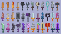 Layer Store 2D icons showing casual weapon and shield characters from the Armor Pack, featuring detailed armor and weapon designs.