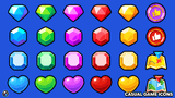 Set of casual game icons featuring colorful 2D designs, perfect for mobile or PC game interfaces by LAYERLAB Shop.