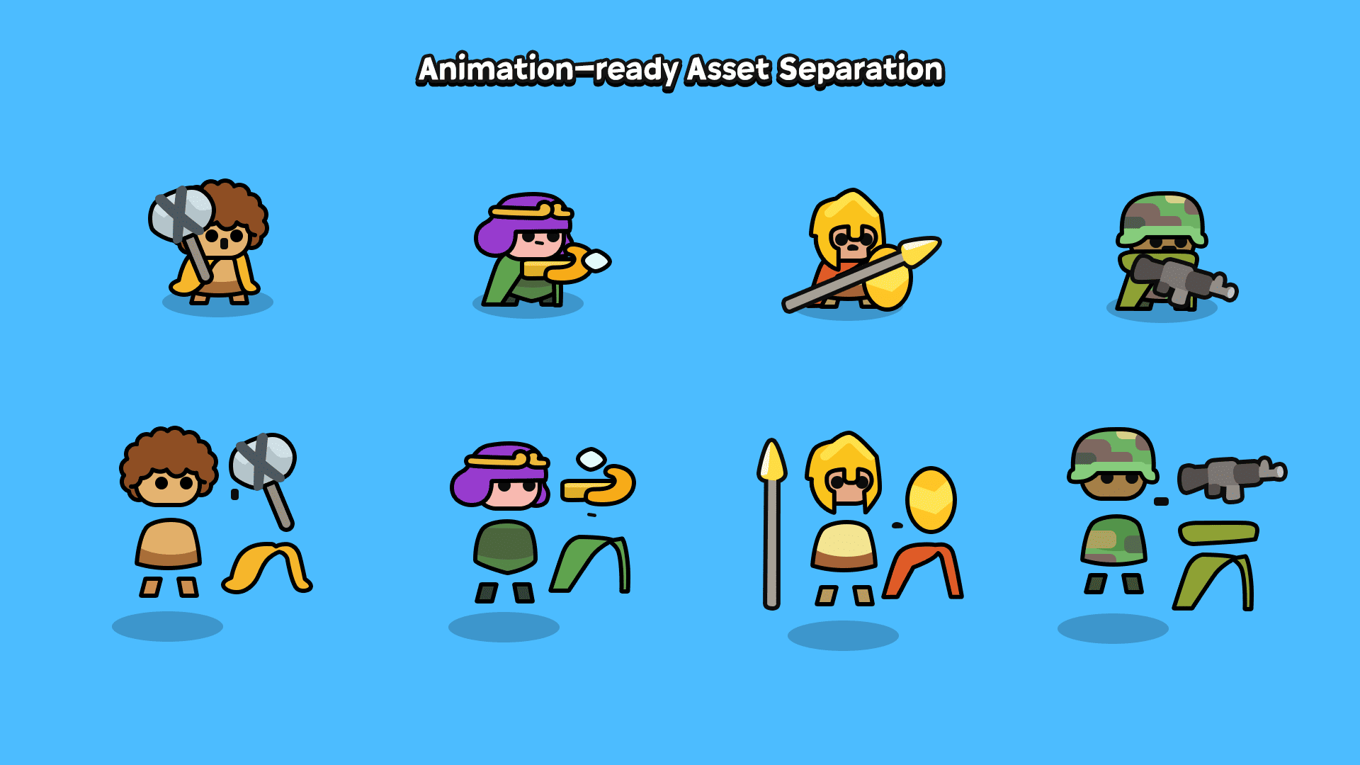 LAYERLAB 2D minimal characters optimized for UI and gameplay readability