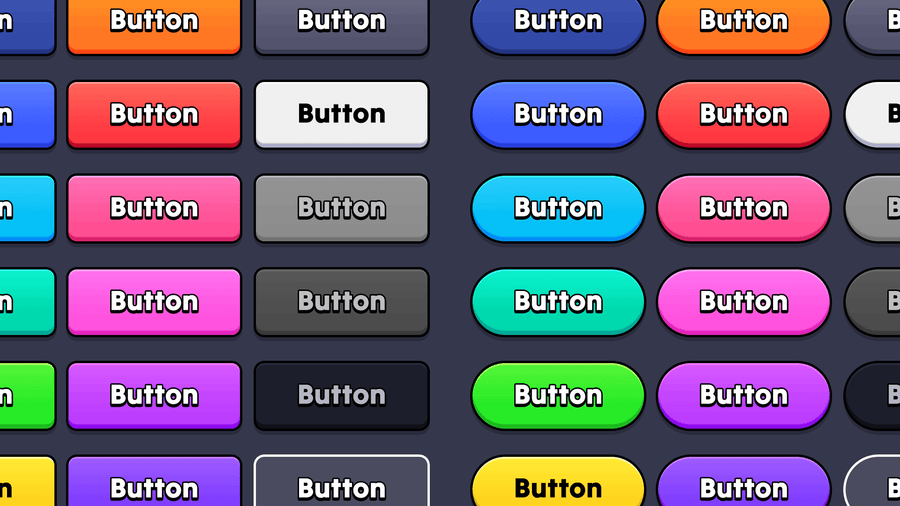 Free game UI basic button pack preview with multiple colorful casual button designs