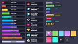 Stylized 2D game UI component set with colorful buttons, toggles, sliders, and icons for mobile and casual games, Layerlab, store.layerlab