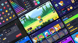 Colorful 2D fantasy game UI pack featuring buttons, icons, progress bars, hero cards, and quest menus in a stylized cartoon interface for mobile RPGs, Layerlab, store.layerlab