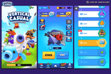 Vertical casual mobile game interface GUI by LAYERLAB, featuring minimal design for idle and tap-based gameplay in PSD format.