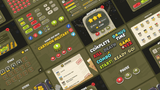 Cartoon military-themed interface GUI by LAYERLAB Shop featuring colorful soldier icons and military elements.