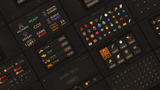 Dark Geo interface design by LAYERLAB Shop featuring geometric dark-themed visuals and modern digital aesthetics.